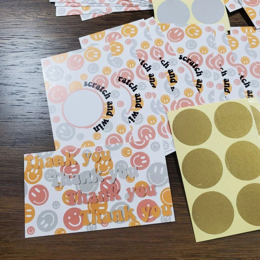Scratch & Win-Thank You Cards - Happy Smily Face - 40 Cards